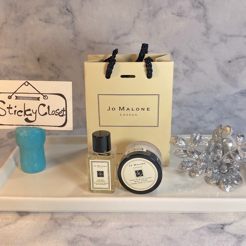 JO MALONE Set-Peony&Blush Suede Cream,Lime Basil Body Wash-15ml,15ml-2pc-NEW